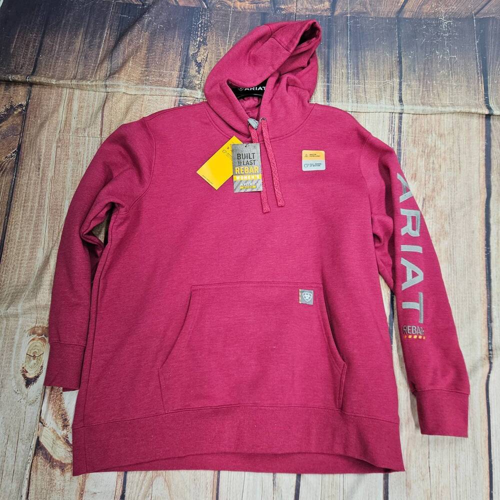NEW ARIAT women's rebar graphic hoodie - plus in red